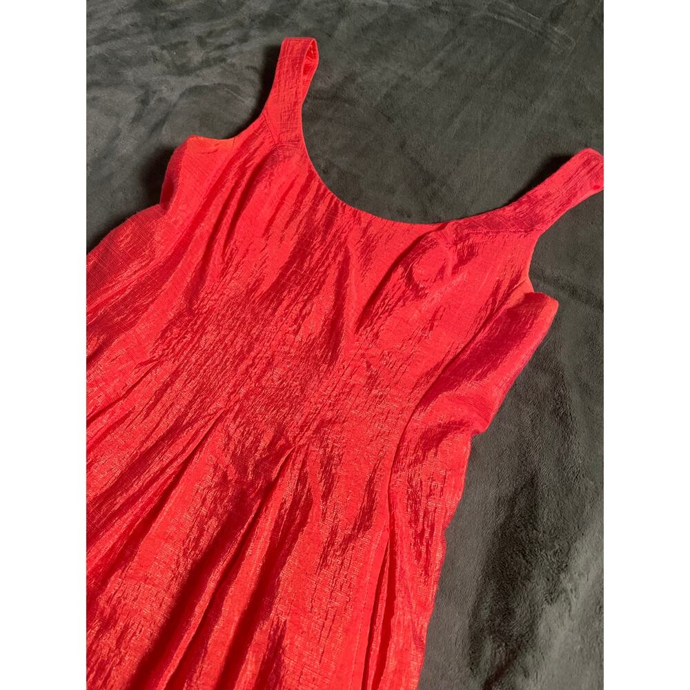 New Direction Petite SZ 6 sleeveless Red /Orange Dress Work Office Sundress - Picture 2 of 9